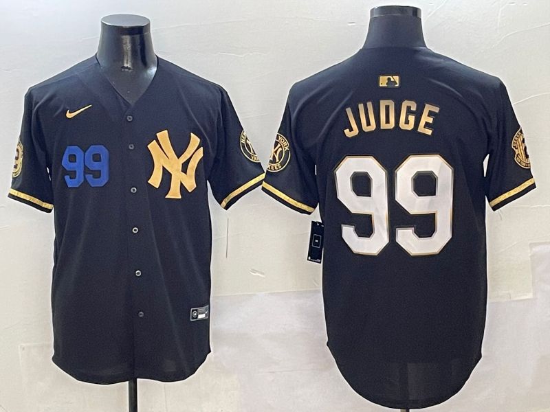 Men New York Yankees 99 Judge Black Gold Five generations Nike 2025 MLB Jersey style 6